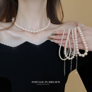 Pink Pearl Necklace Womens New 2025 Luxury Sensation Choker Summer Sweater Chain Fashion Jewelry DREJEW Korean Style Fresh out