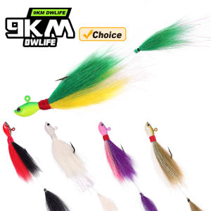9KM Bucktail Jigs Head Hook 3pcs Jig Hook Saltwater Jigging Lure Jigs Bait for Walleye Crappie Mahi Marlin Waho Tuna 1/4oz 1/2oz