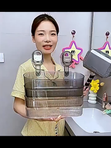 GREENSINDOOR Bathroom Large Suction Cup Rack Shower Gel Hanging Basket in The Bathroom Wall-mounted Storage Rack Wall-mounted Storage Rack
