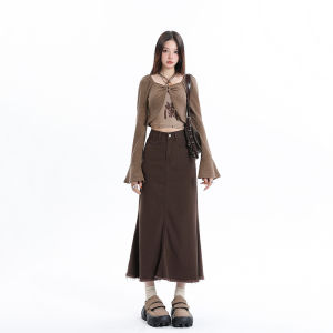 Chân Váy Bò Cổ Điển Màu Cà Phê Meillard Váy Đuôi Cá Ôm Mông Tôn Dáng Gầy Chữ A Cạp Cao Mẫu Mới Kiểu Pháp Cho Nữ Sành Điệu Instagram