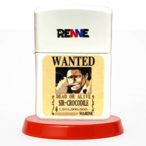 RENNE Korek Api Karakter Sir Crocodile Wanted Poster Minyak Batu Sumbu Elegan Bahan Metal Premium