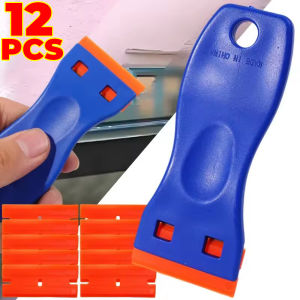 12PCS/Set Plastic Razor Scraper Car Sticker Remover Window Glass Oven Cleaner Tool Vinyl Wrap Glue Scraper Decal Removal Cleaning Tool Kit