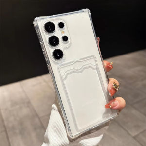 ล้างผู้ถือบัตรเคสโทรศัพท์สําหรับSamsung Galaxy S25 UltraกรณีSamsung S24 Ultra S23 FE S22 Plusกระเป๋าสตางค์ช่องใส่การ์ดนุ่ม