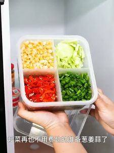 BOSSLU Kotak Sekat 4in1 Wadah Tirisan Makanan Kedap Udara Penutup Transparan