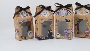 12 Chiếc Halloween Hộp Quà Bằng Bìa Cứng Hộp Đựng Kẹo Ăn Vặt Bánh Quy Nhỏ Quà Tặng Halloween Có Thể Gập Lại Bìa Giấy Dịp