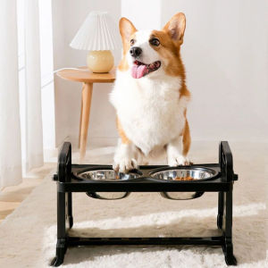 【Ready Stock】Anti-Slip Elevated Double Dog Bowls Adjustable Height Pet Feeding Dish Stainless Steel Foldable Puppy Cat Food Water Container Feeder Stand Tray