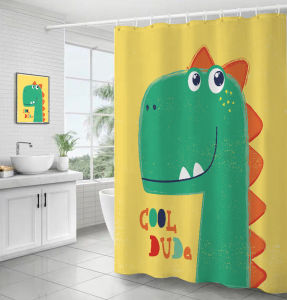 Thickened Waterproof Anti-Mold Polyester Bath Curtain Korean Style Cartoon Partition Door Curtain Bathroom Window Covering