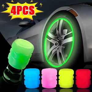 4pcs Luminous Car Tire Valve Cap / Fluorescent Night Glowing Valve Cover Decor / Car Motorcycle Bicycle Wheel Valve Stem