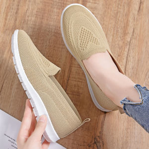 Comfortable Mesh And Rubber Shoes For Women Slip On Leisure Knitting Shoes For Lady Low Cut Shoes