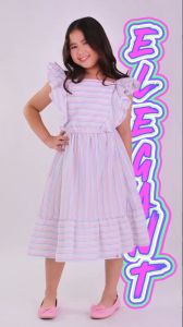 Noonie - Girls Dress (2-12Y) - Cotton Ruffled Dress - Seersucker - Kids Outfit for Girls