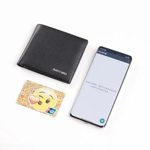 BANYANU Ultra Thin Men Small Wallet Business Horizontal Soft Genuine Leather Credit Card Purse Black Coffee Color