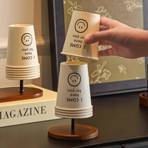 Luxury Disposable Cup Holder Wooden Paper Cup Stand Water Cup Storage Rack High-End Tea Cup Placement Shelf Kitchen Organizer