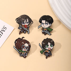 clu Attack On Titan Eren Yeager Levi Zinc Alloy Enamel Badges Cartoon Pins Cute Fashion Accessories ulc