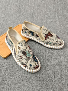 Handmade Canvas Slip-On Shoes Breathable Wear-Resistant Casual Mens Footwear for Driving Comfortable All-Season Footgear