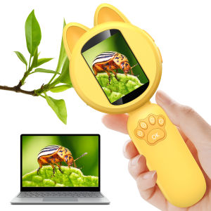 Outdoor Exploration Microscope for Kids Portable Digital Microscope with 2" IPS Screen Summer Camping Travel STEM Toy Age 5-12