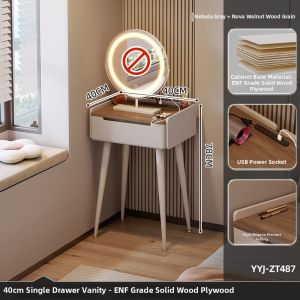 ZUNTONGGE | Luxury Design Small Apartment Makeup Table 2026 New Real Wood With Mirror