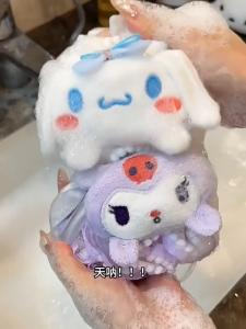 3PCS Kawaii Sanrio Cinnamoroll Kuromi This Cute Household Bath Scrub and Foaming Device Is Soft Durable