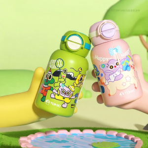 Tomic Pure Titanium Water Bottle for Girls Large Capacity Insulated Straw Cup Cute Cartoon Design School And Outdoor Use