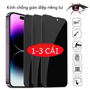 1-3 Chiếc Kính Cường Lực Bảo Vệ Toàn Bộ Màn Hình Cho iPhone 14/15 Pro Max Kính Cường Lực Chống Gián Điệp Chống Vân Tay Cho iPhone 13/12/11