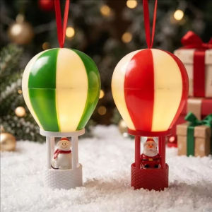 Hot Air Balloon Christmas Glowing LED Night Light Snowman Santa Claus Hanging Pendant Christmas Decoration