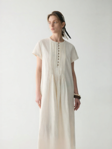 INSIS FEMME | Button-Trimmed Tuck-Folded Backless Summer Dress