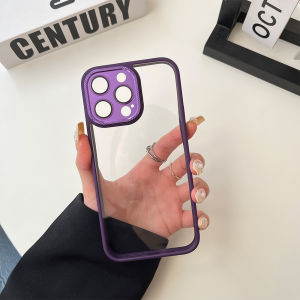 [With Lens Film] FLOVEME Luxury Clear Phone Case For iphone 14 13 12 Pro Max Transparent Lens Protection Acrylic Shockproof Back Cover For iphone 14 13 12
