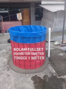 Kolam terpal bulat fullset ukuran diameter 1 meter tinggi 1 meter bahan semikaret orchid