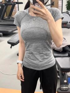 Womens Yoga Sport Short Sleeve T-Shirt Running Fitness Breathable Quick Dry Top round Neck mid Length Other Material 100%