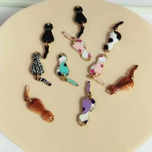 10 Chiếc Mèo Dễ Thương Quyến Rũ Men Động Vật Mặt Dây Chuyền Cho Dây Làm Bông Tai Trang Sức Làm Thời Trang Hợp Kim Kẽm Phụ Kiện