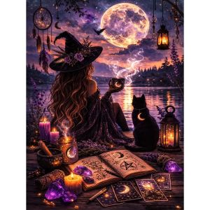 Kayou | 500/1000/1200/2000 PCS Puzzles for Moon Witch Black Cat Jigsaw Puzzles Brain Challenge Game Gift Home Decor