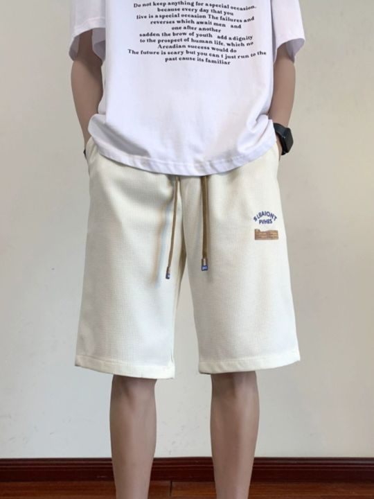 Quần Short Thể Thao Thường Ngày Mùa Hè Cho Nam Phong Cách Đại Học Nhật Bản Họa Tiết Chữ Cái Quần Chạy Bộ Năm Điểm Rộng Rãi