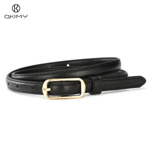 OKIMY Fashion Women Belts Thin Belt Elegant Needle Buckle Design Adjustable Girls Ladies Belt Second-layer Cowhide Long Straps Waistbands Dress Coat Alloy Buckle Decorations
