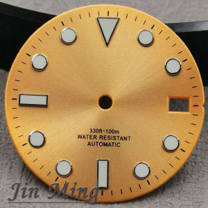High Quality 28.5mm Silver Red Mark Date Window Green Luminous Aseptic Dial Fit NH35 /NH36/4R/7S Automatic Movement