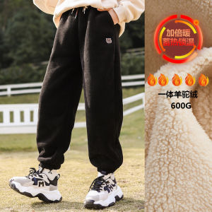 Thickened Fleece Girls Sports Pants Winter Fashionable Teens Casual Leisure Trousers Korean Style mid Waist Cotton Polyester