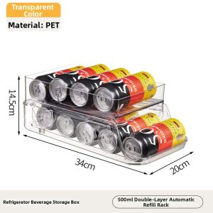 Double Layer Automatic Can Organizer Drink Rack