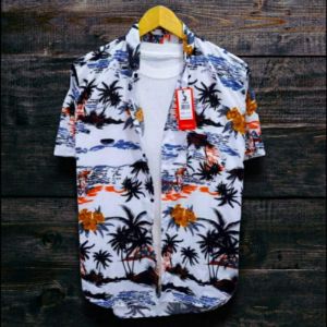KEMEJA MOTIF/SURFING/PANTAI LENGAN PENDEK SIZE M L XL CASUAL DISTRO