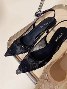 Daphne | Pointed Toe Mesh Light Heel Shoes For Women