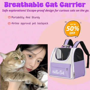 Cat Travel Carrier with Mesh Windows Upgraded Space Capsule Cat Backpack Ventilated Bubble Safety Harness &  Comfort