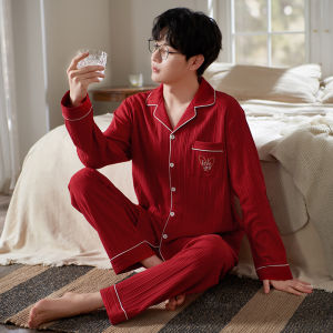 Princess Mark Sleepwear Long Sleeve Pure Cotton Red Home Clothes for Couples Wedding New Home Couple Set Spring Autumn