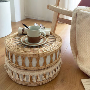 Camping Hand-Woven Cushion Japanese-Style Tatami Bay Window round Futon Straw Meditation Cushion Homestay Rattan Cushion