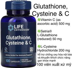 [MỸ] Viên Glutathione Cysteine & hC 100 viên Life extension hỗ trợ chống oxy hóa