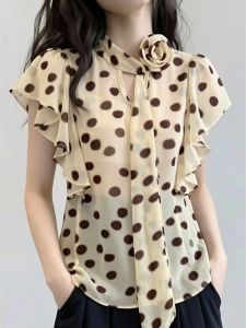 AIYITI | French Style Polka Dot Butterfly Sleeves Big Size Blouse