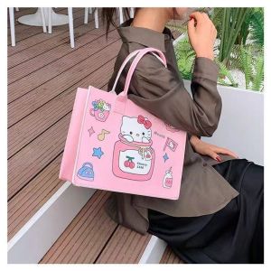 XiXi Quà tặng Túi nỉ nữ du lịch dễ thương HelloKitty dung tích lớn đi lại túi mang đồ tay