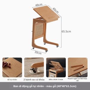 DONGMU | Bàn C Gỗ Cứng Di Động Đặt Bên Giường