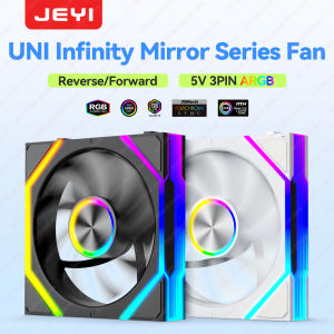 JEYI | JEYI ARGB Chassis PC Fan Hydro Bearing Fan 30dB(A) 12CM Block Fan PWM Cooling Wireless Splicing Forward/Reverse Blade Cool Fan