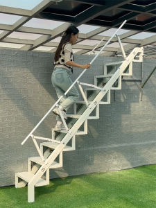 Wall-Mounted Loft Invisible Retractable Staircase Home Use Folding Ladder Aluminum Alloy Material Anti-Slip Design by Ada