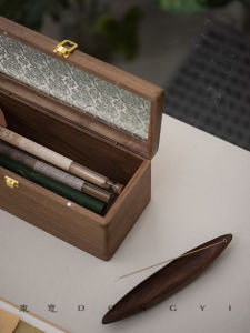 Real Wood Incense Storage Box Sandalwood Storage Container Desktop Organizer for Line Incense And Powdered Incense