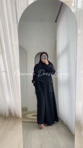 MARWAH DRESS SYARI - FLOTTILICIOUS / Gamis Muslim Wanita Lebaran / Eid Series / Baju Dress Polos Crinkle + Hijab