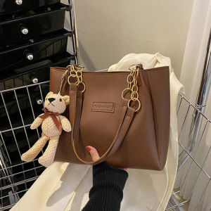 กระเป๋าสะพายไหล่ทรงสี่เหลี่ยมขนาดใหญ่แบบสะพายข้างสำหรับผู้หญิง กระเป๋าถือ PU หนังสัมผัสเนื้อนุ่ม ซิปปิด กระเป๋าสะพายข้างแบบลำลอง