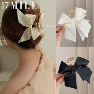 17MILE แฟชั่น Elegant สีดำสีขาวคลิปผม Claw หางม้าต่ำ Tie คลิปผมสำหรับผู้หญิงอุปกรณ์เสริมผม